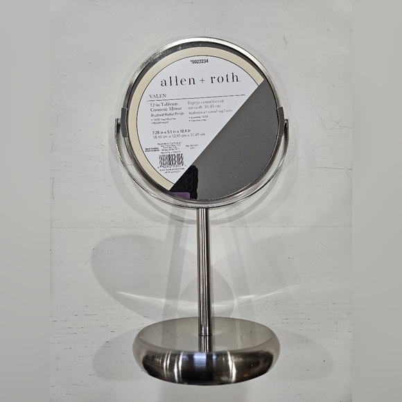 ALLEN + ROTH Brushed Stainless Steel Double Sided Mirror. 5x Magnifying - NWT - Picture 3 of 7